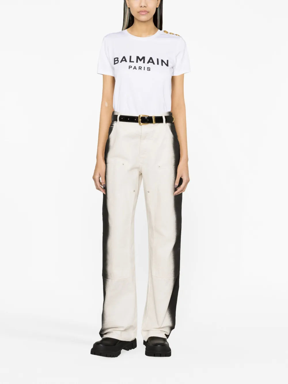 T-shirt with decorative buttons