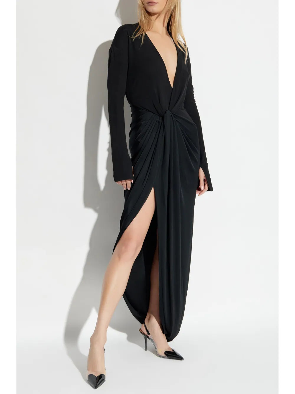 Jersey evening dress with knot detail