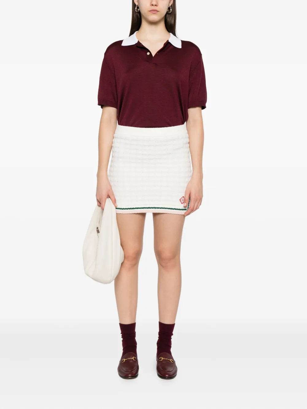 Bouclé Skirt with Striped Details