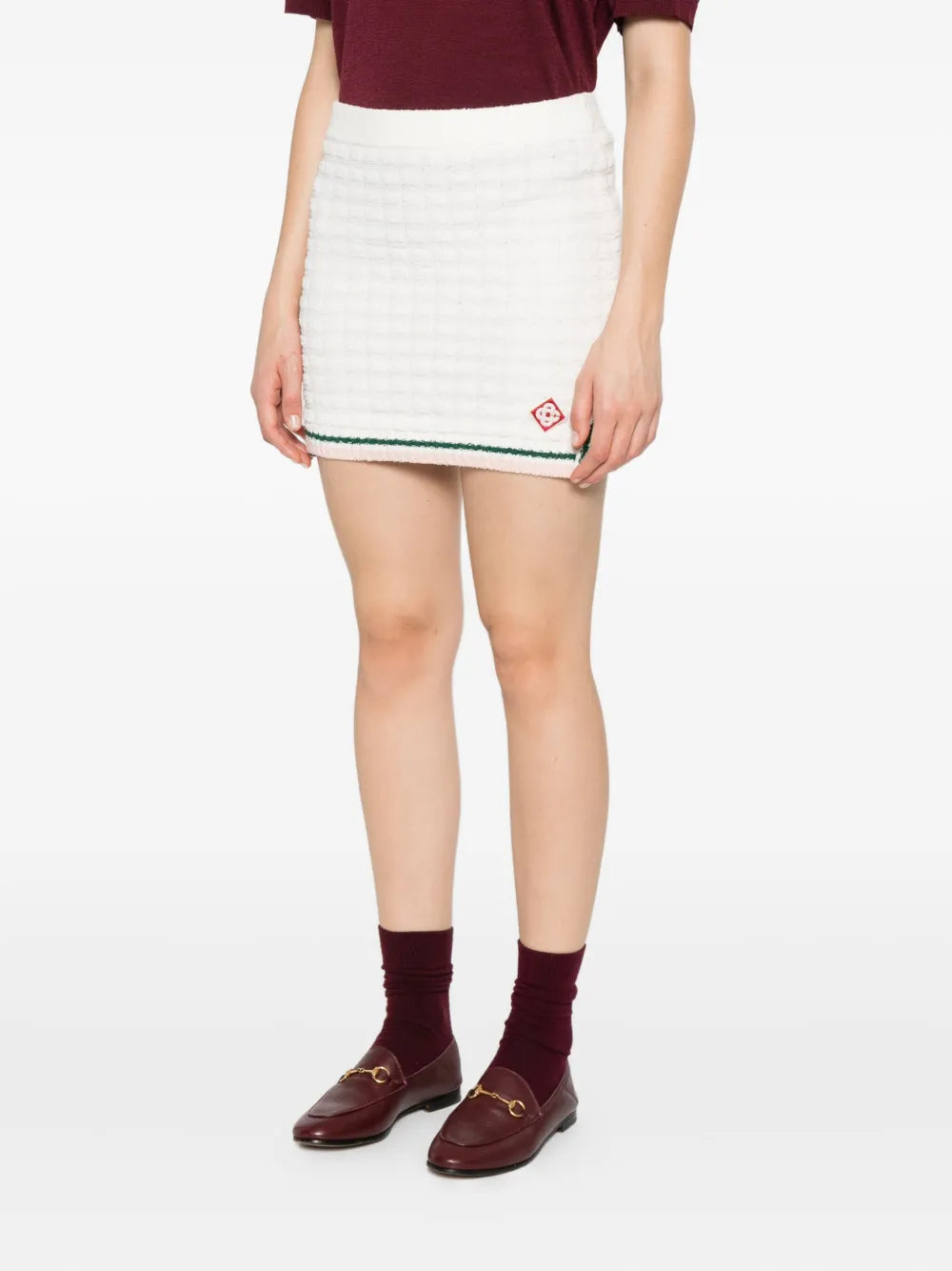 Bouclé Skirt with Striped Details
