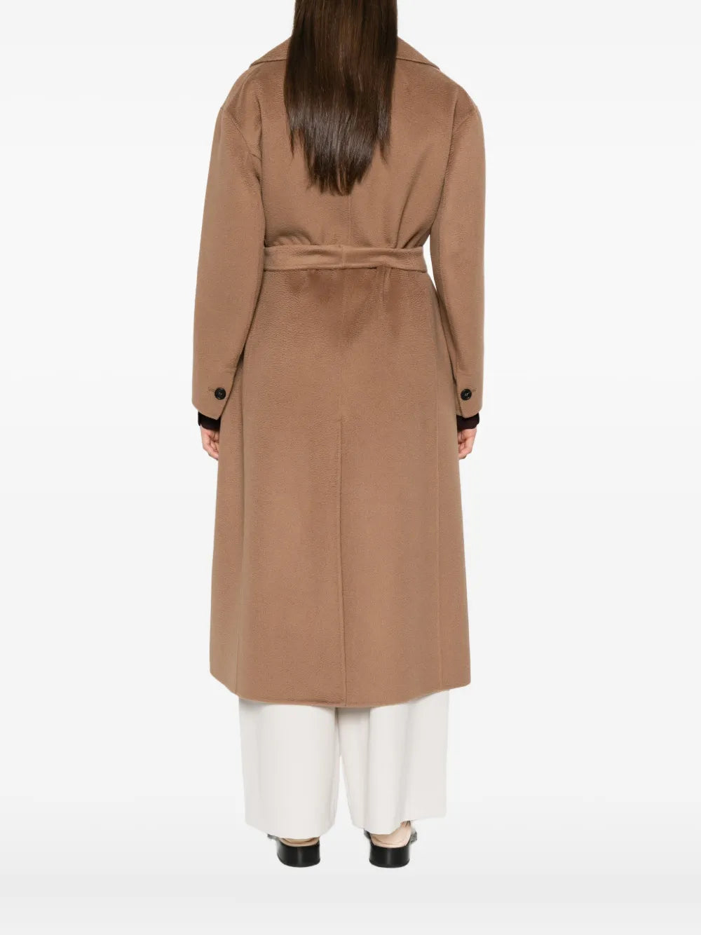 Double-breasted coat with belt