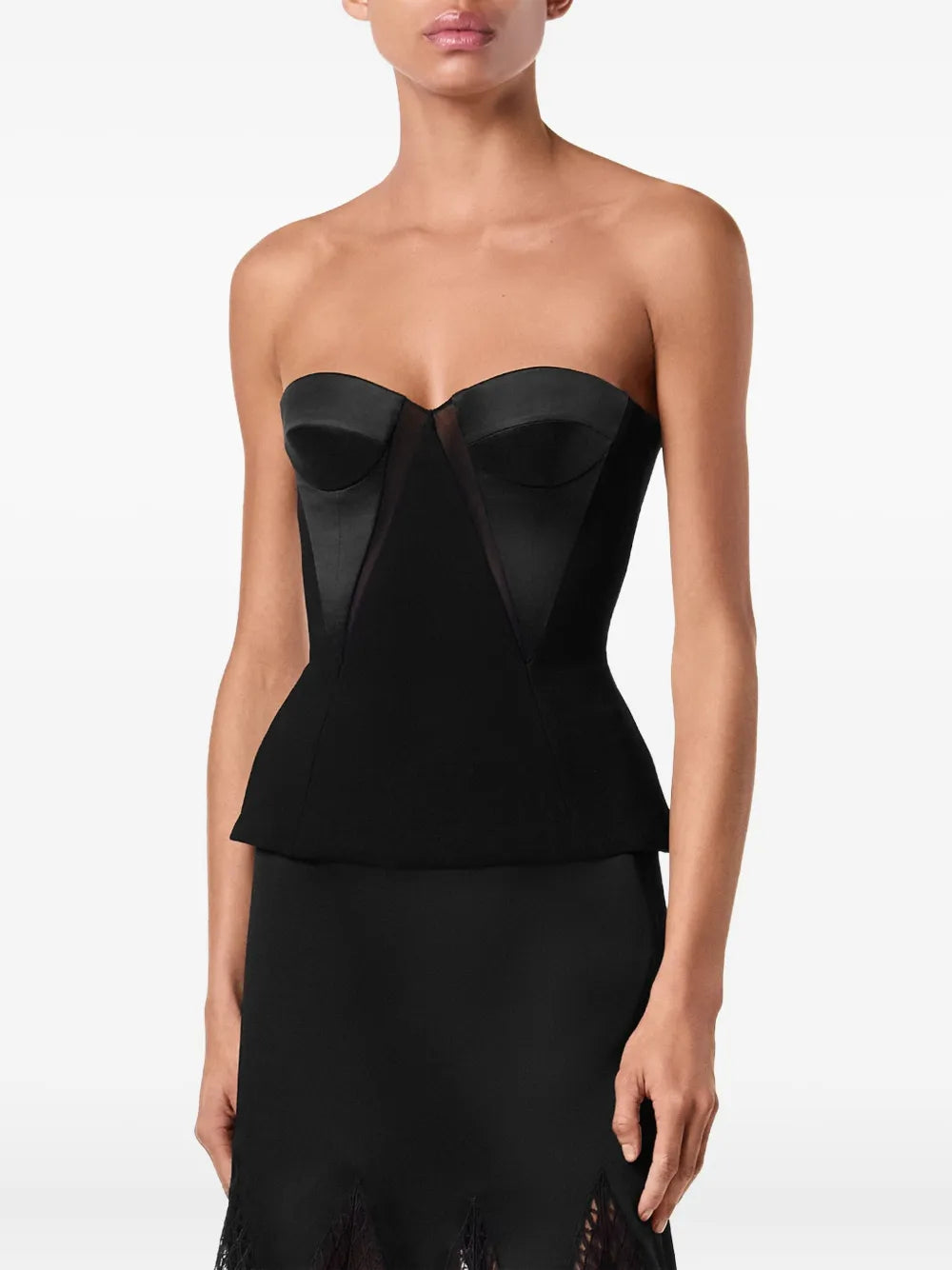 Bustier top with satin inserts