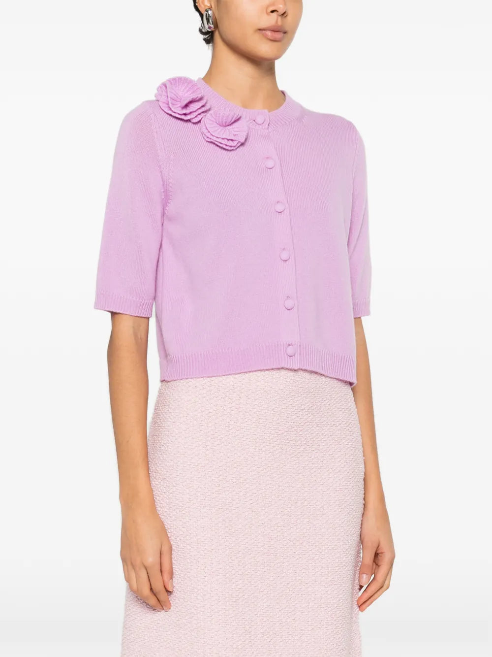 Buttoned cardigan with floral detail