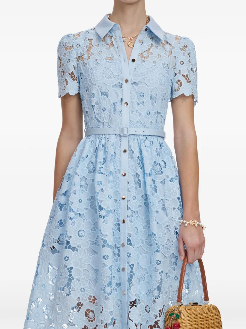 Floral lace dress with belt
