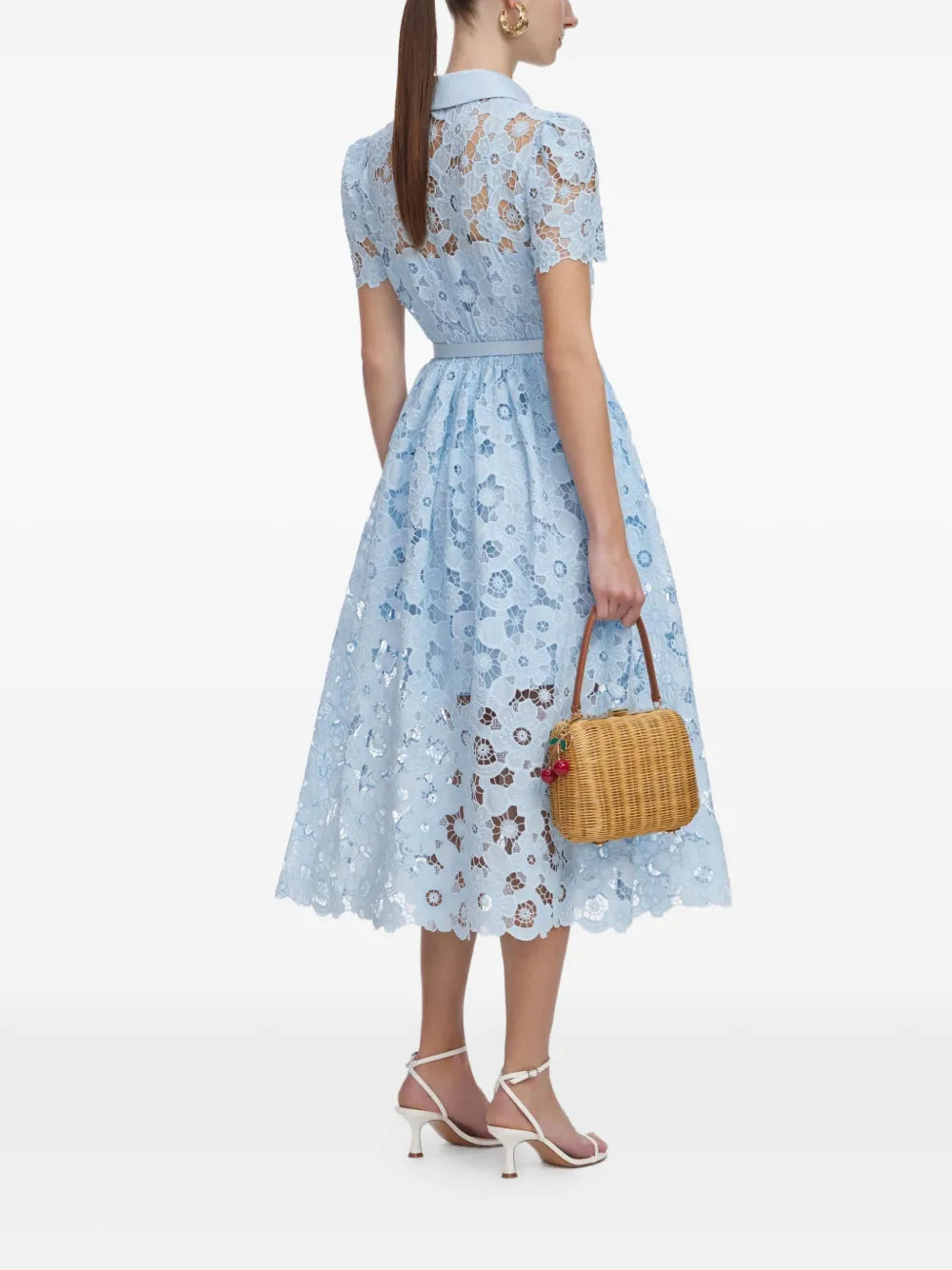 Floral lace dress with belt