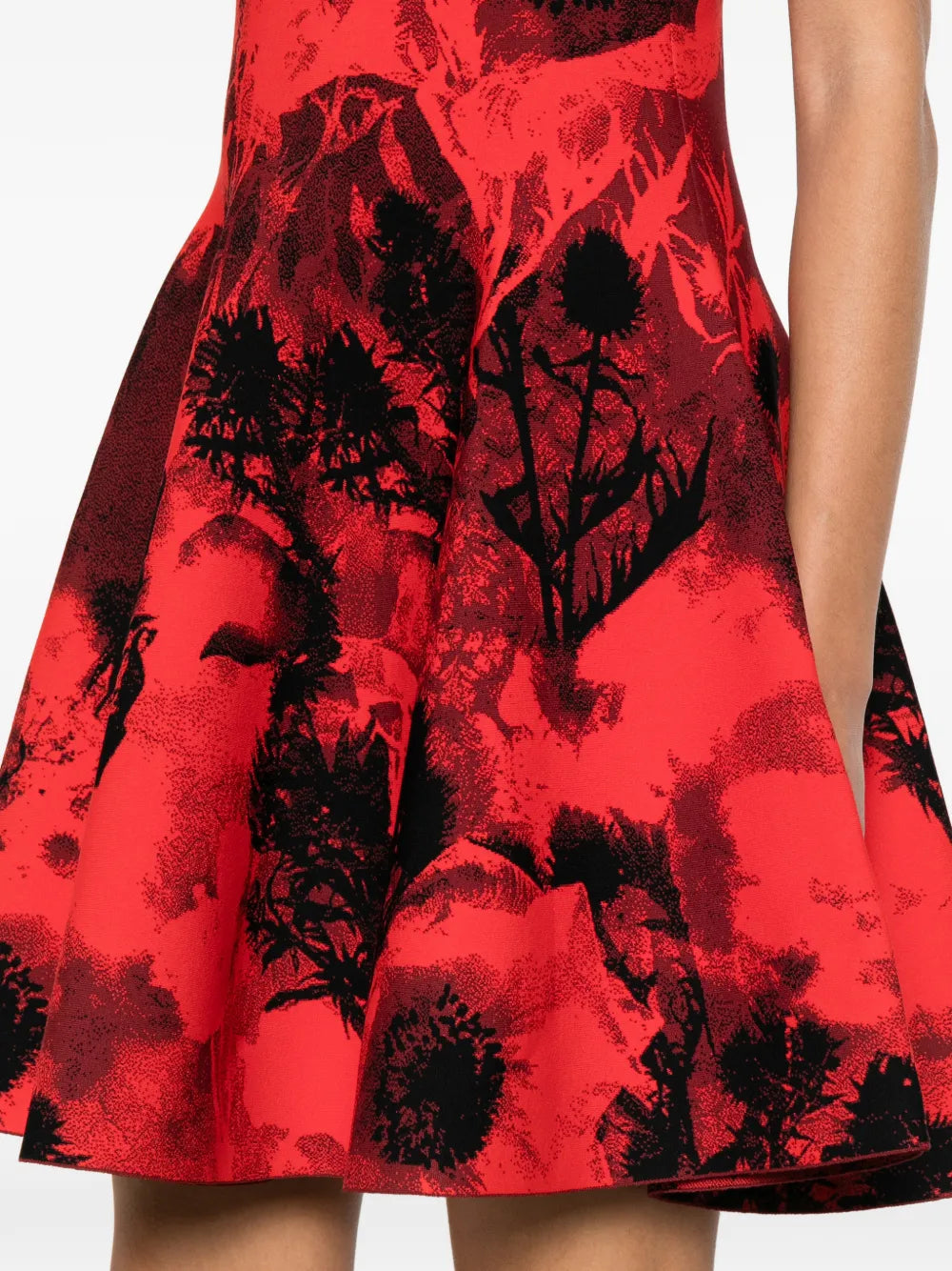 Mini dress with crew neckline and flared hem