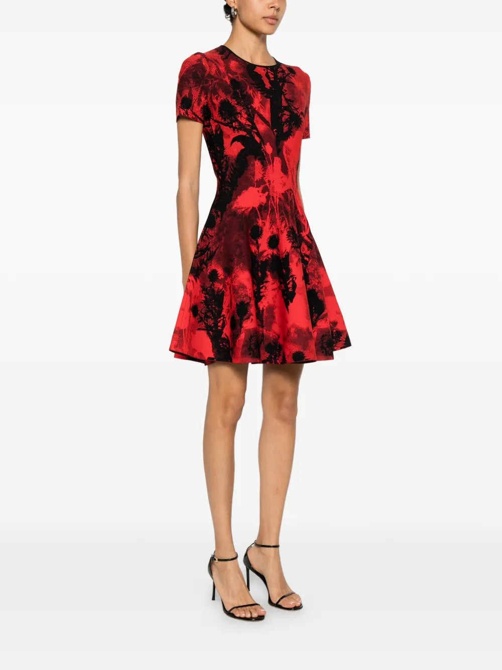 Mini dress with crew neckline and flared hem