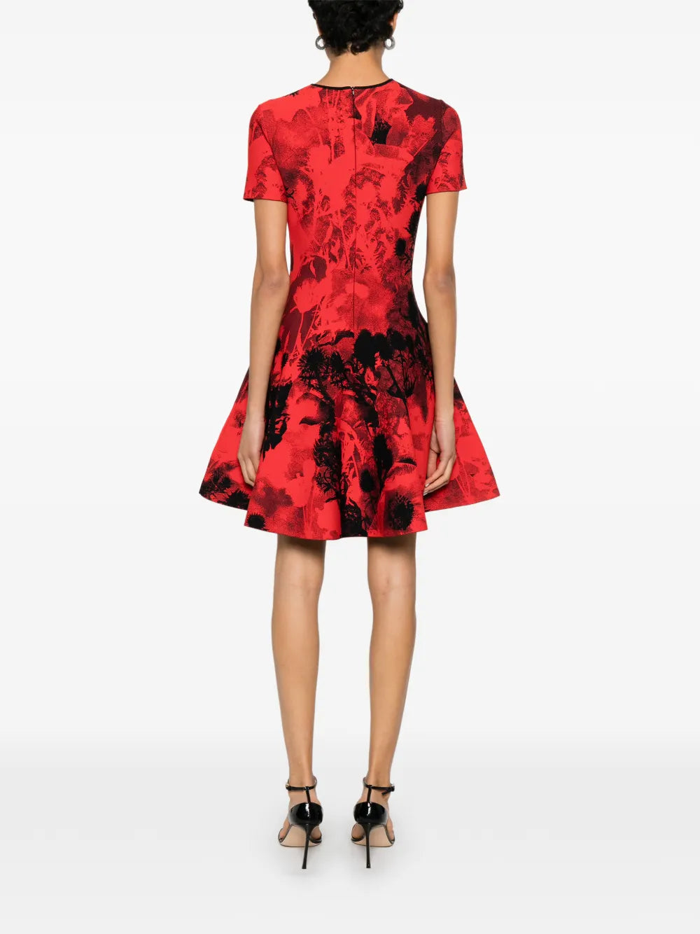 Mini dress with crew neckline and flared hem