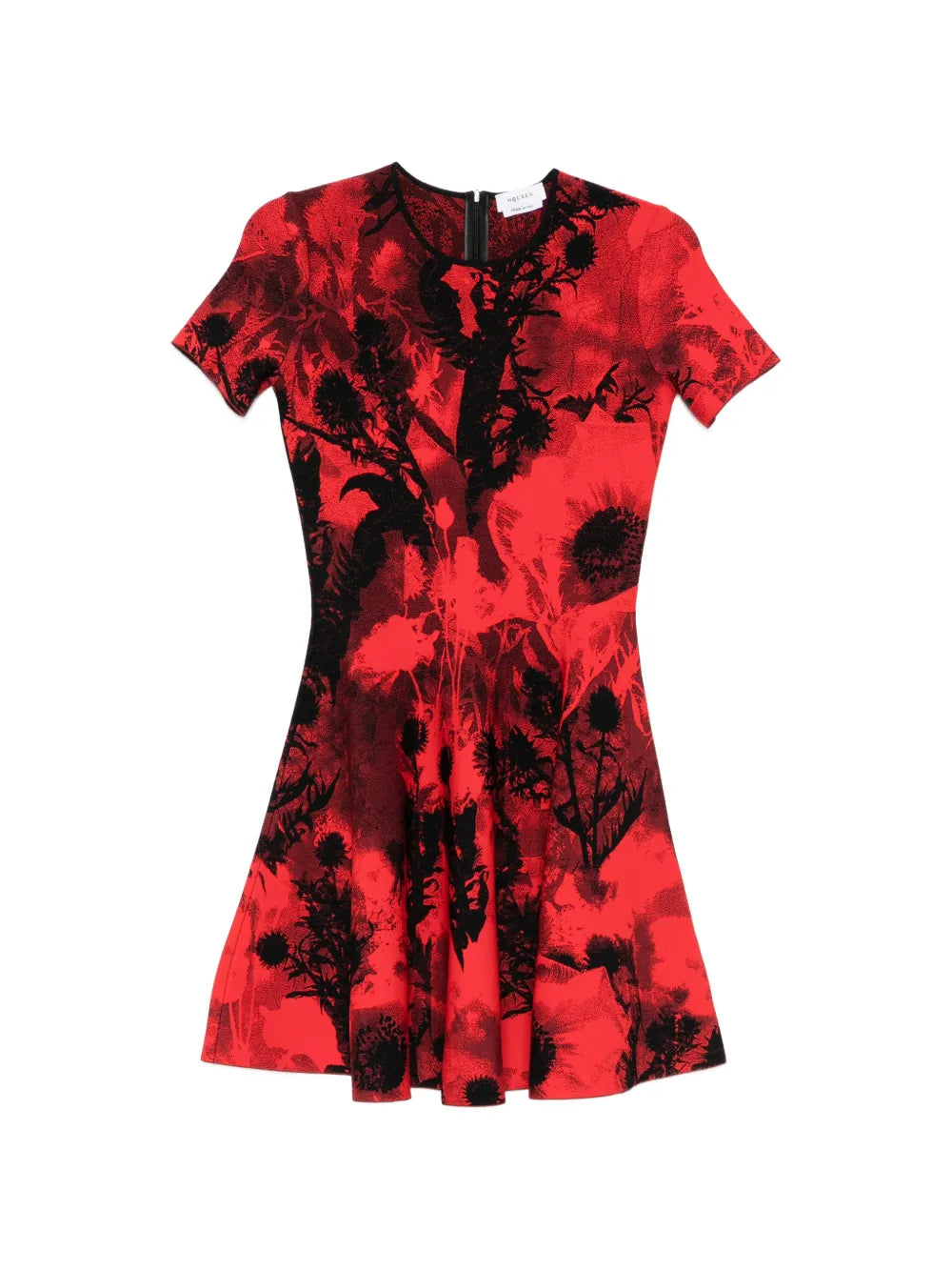 Mini dress with crew neckline and flared hem