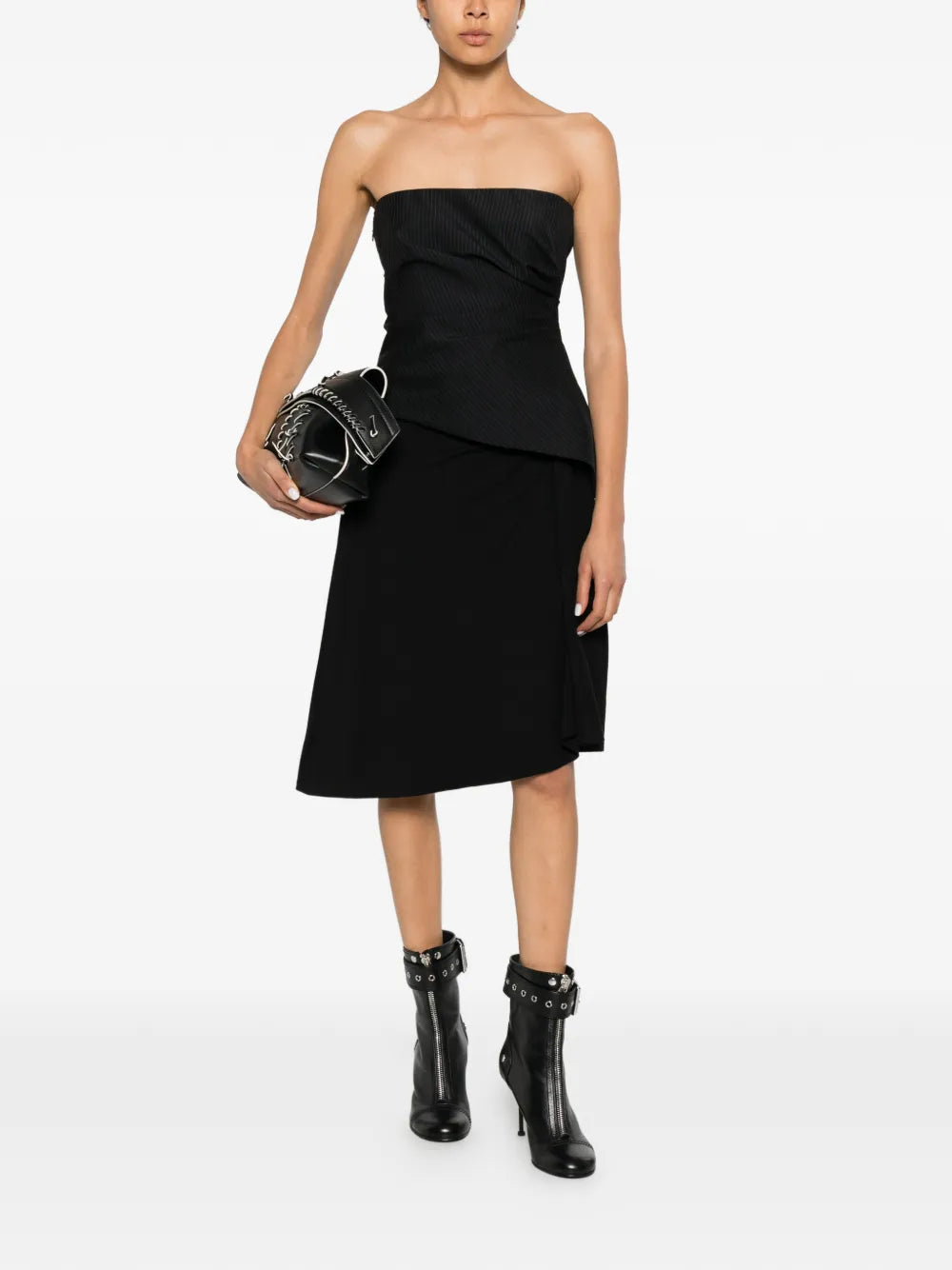 Asymmetric pinstripe top