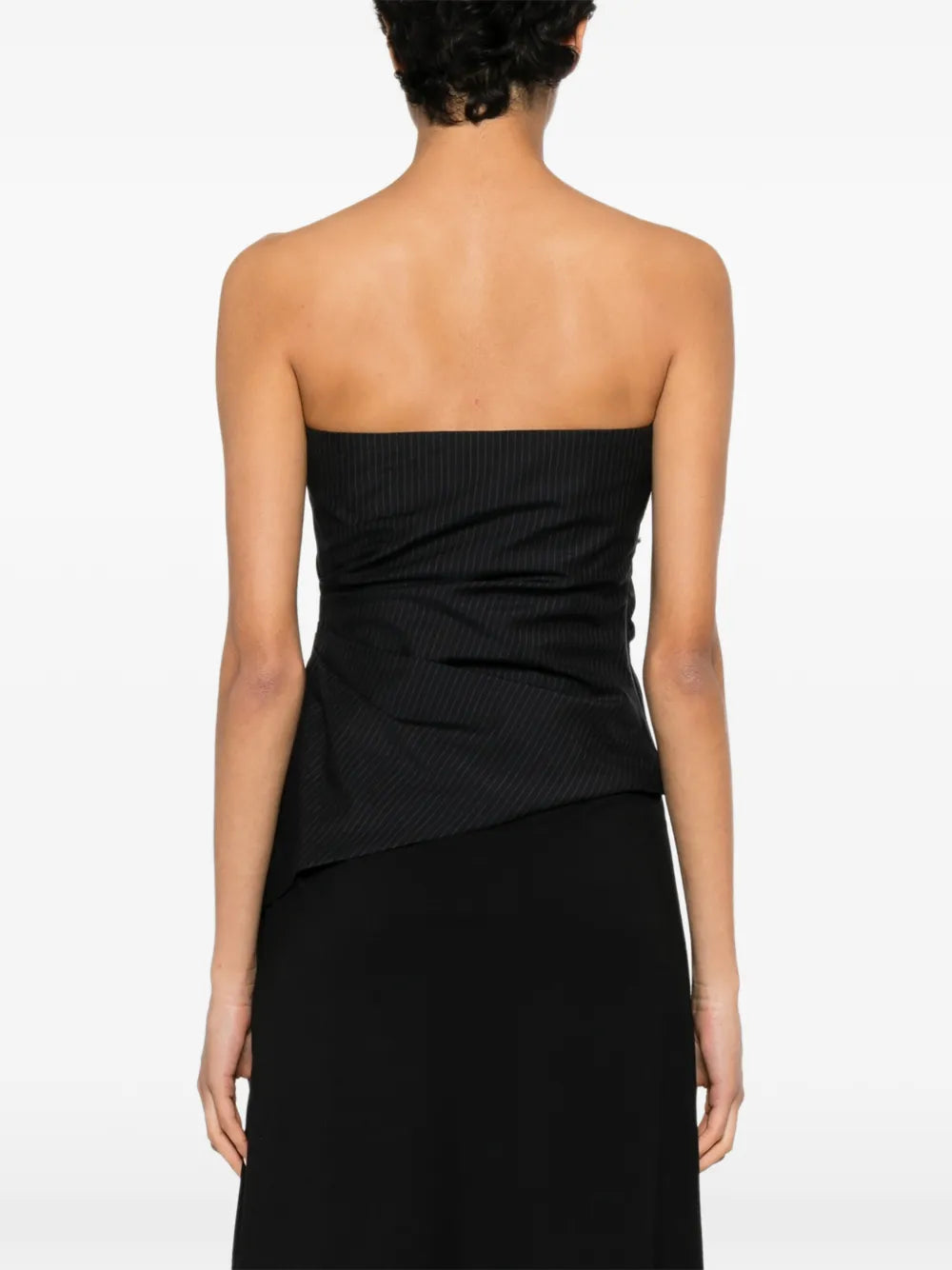 Asymmetric pinstripe top
