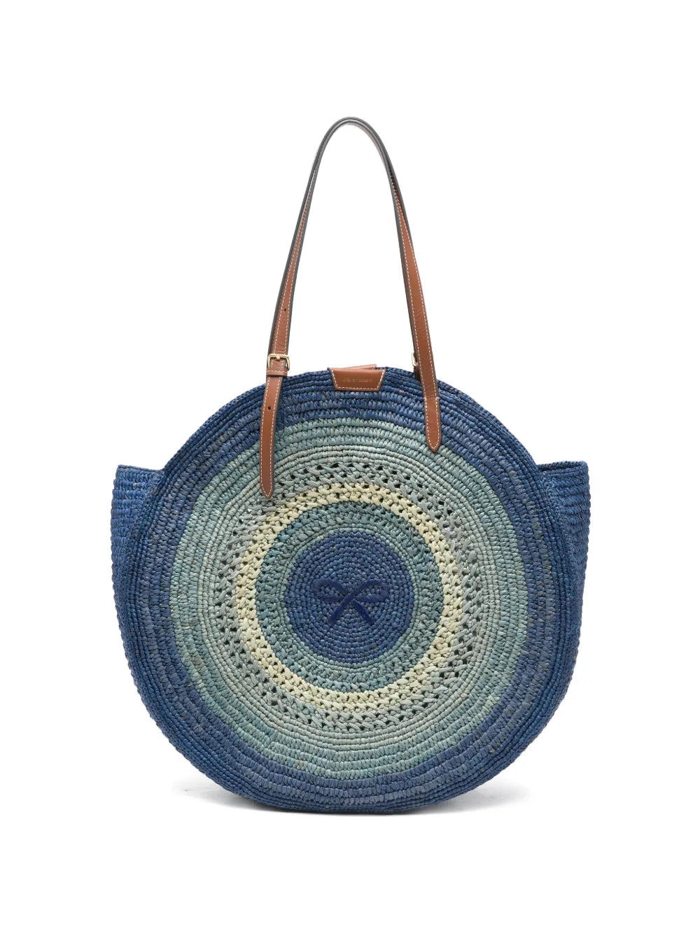 Kulatá taška Tote z raffia s mašlí