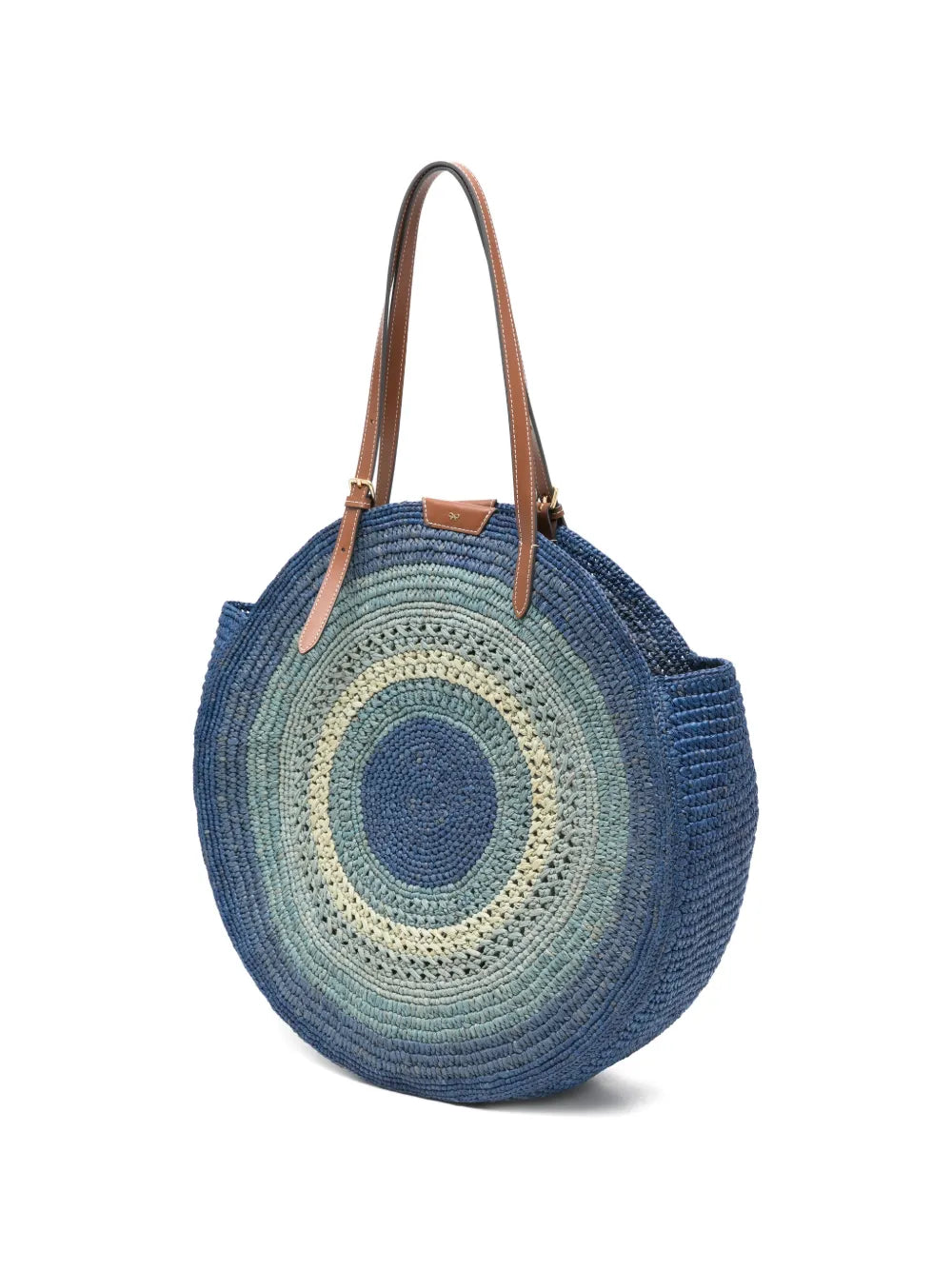 Round Raffia Bast Tote Bag with Bow