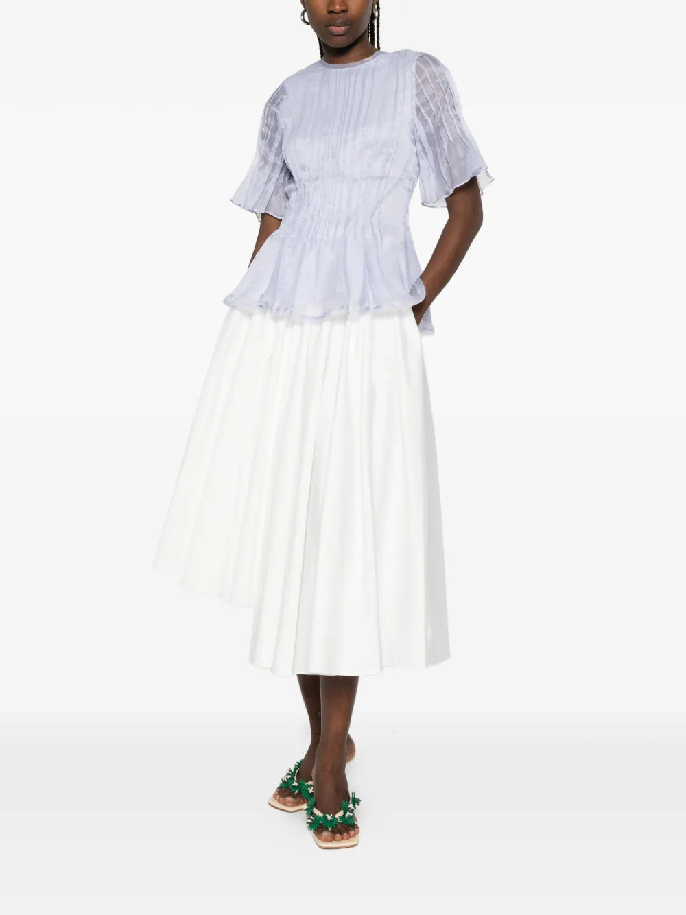 Asymmetric Skirt with Pleat Details
