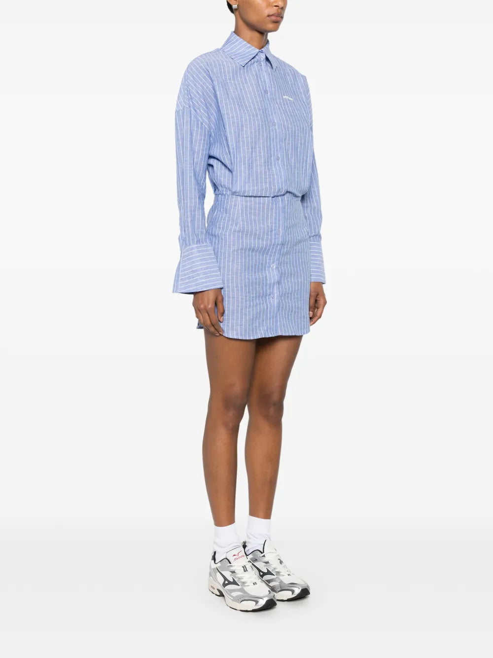 TAVINA striped mini dress with buttons