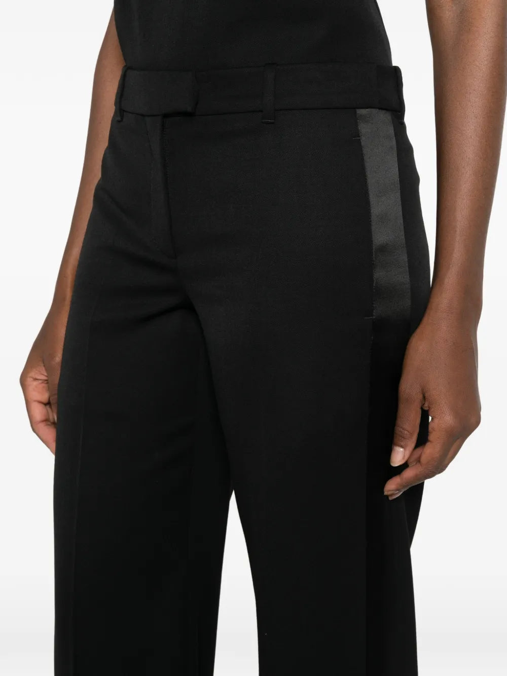 pleated trousers with satin trim