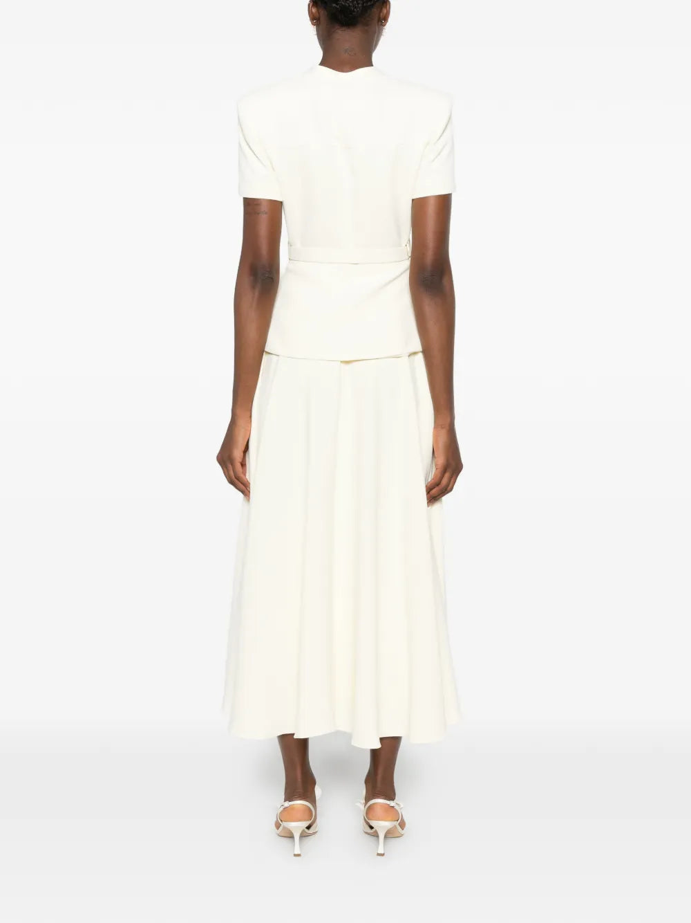 maxi dress with button placket and belt detail