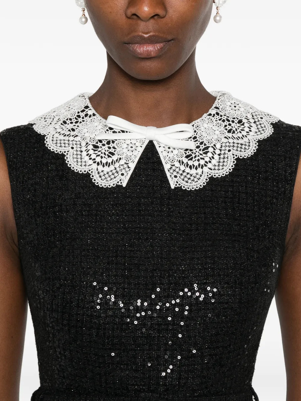 Dress with lace collar and sequin embellishment