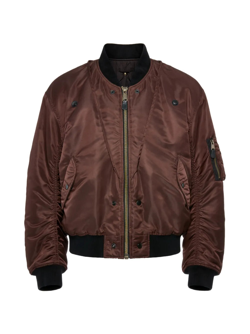 Reversible bomber jacket with decorative stitching