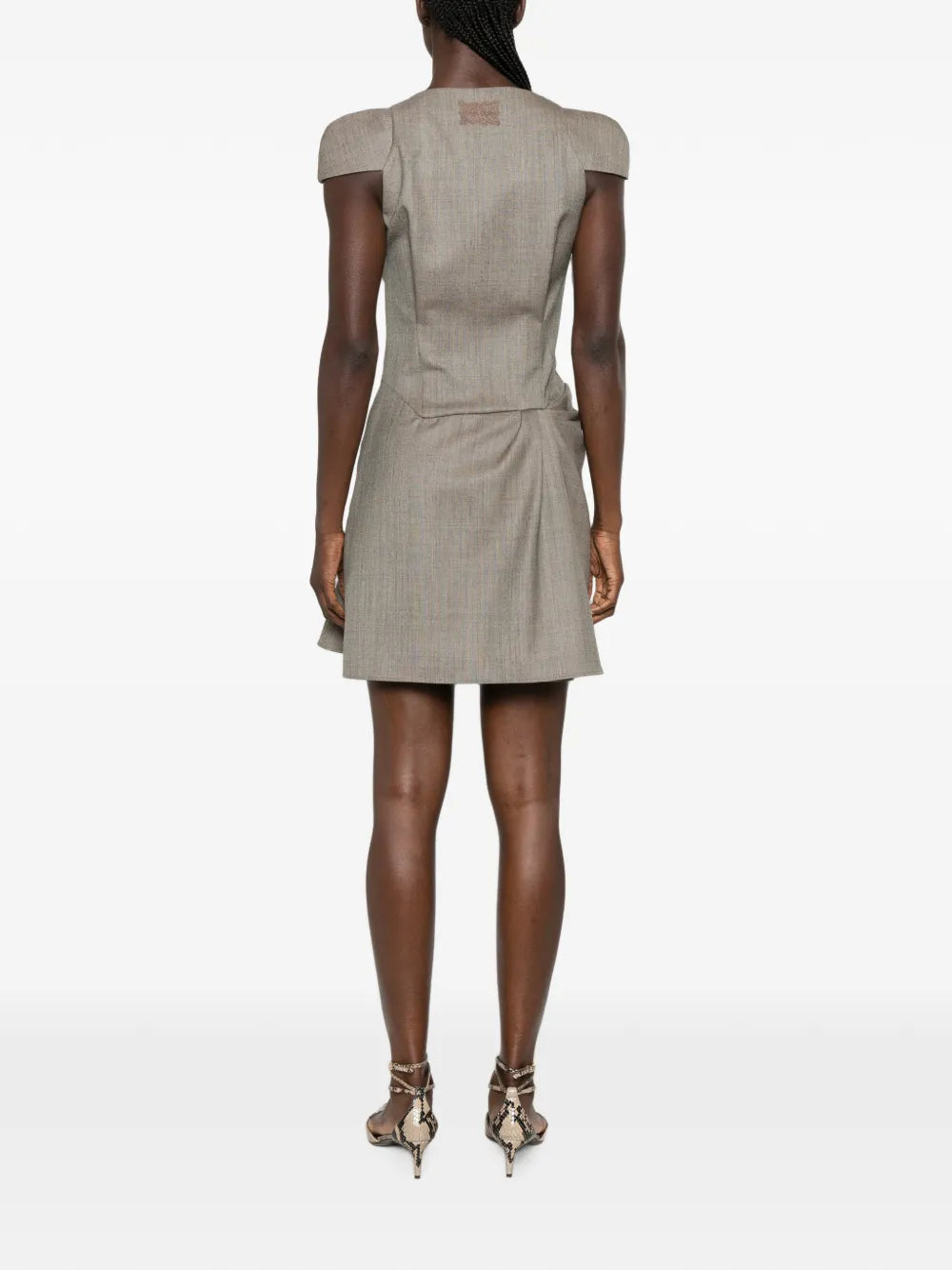 Draped mini dress with wing sleeves