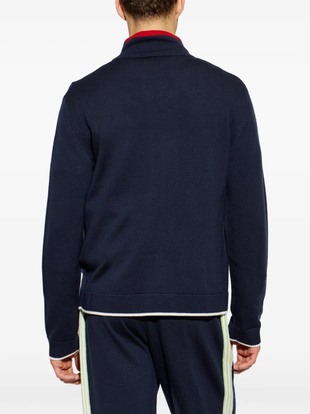 wool cardigan with zipper and logo embroidery