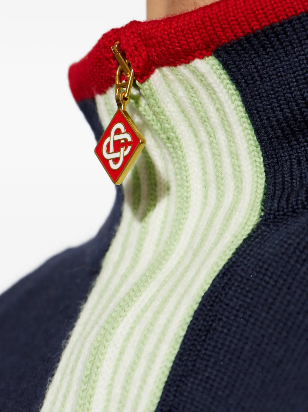 wool cardigan with zipper and logo embroidery