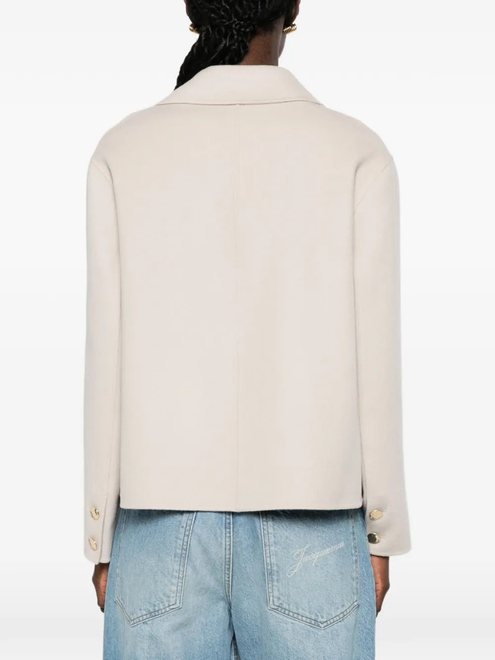 Jacket with chest pocket and button closure