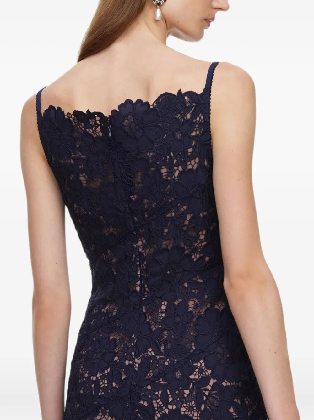 Navy blue midi dress made of spiral lace