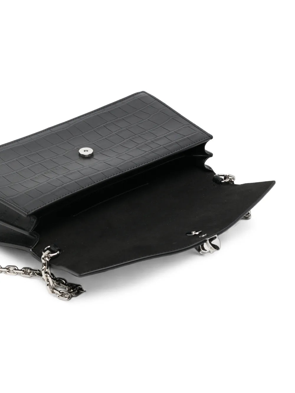 Skull shoulder bag with crocodile effect