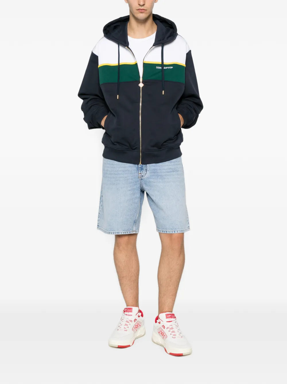 Mikina na zip s barevným blokovým designem