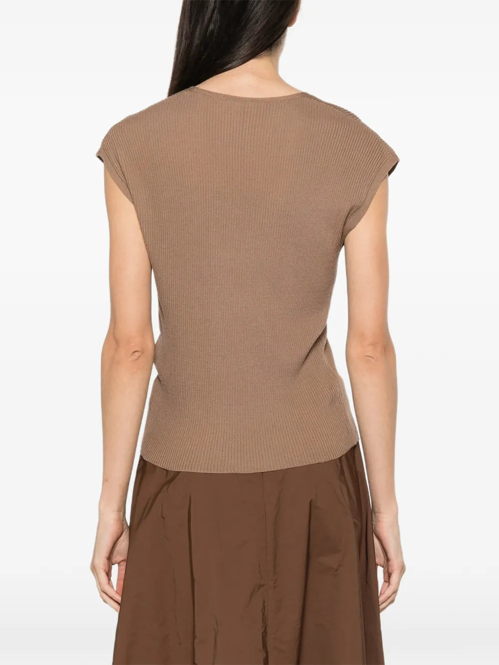 Ribbed top with V-neck