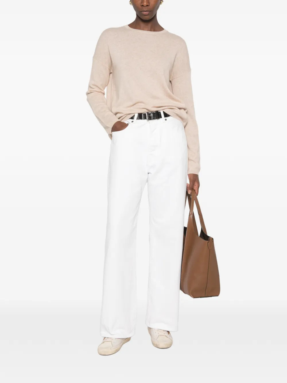 Crew-Neck Sweater with Dropped Shoulders