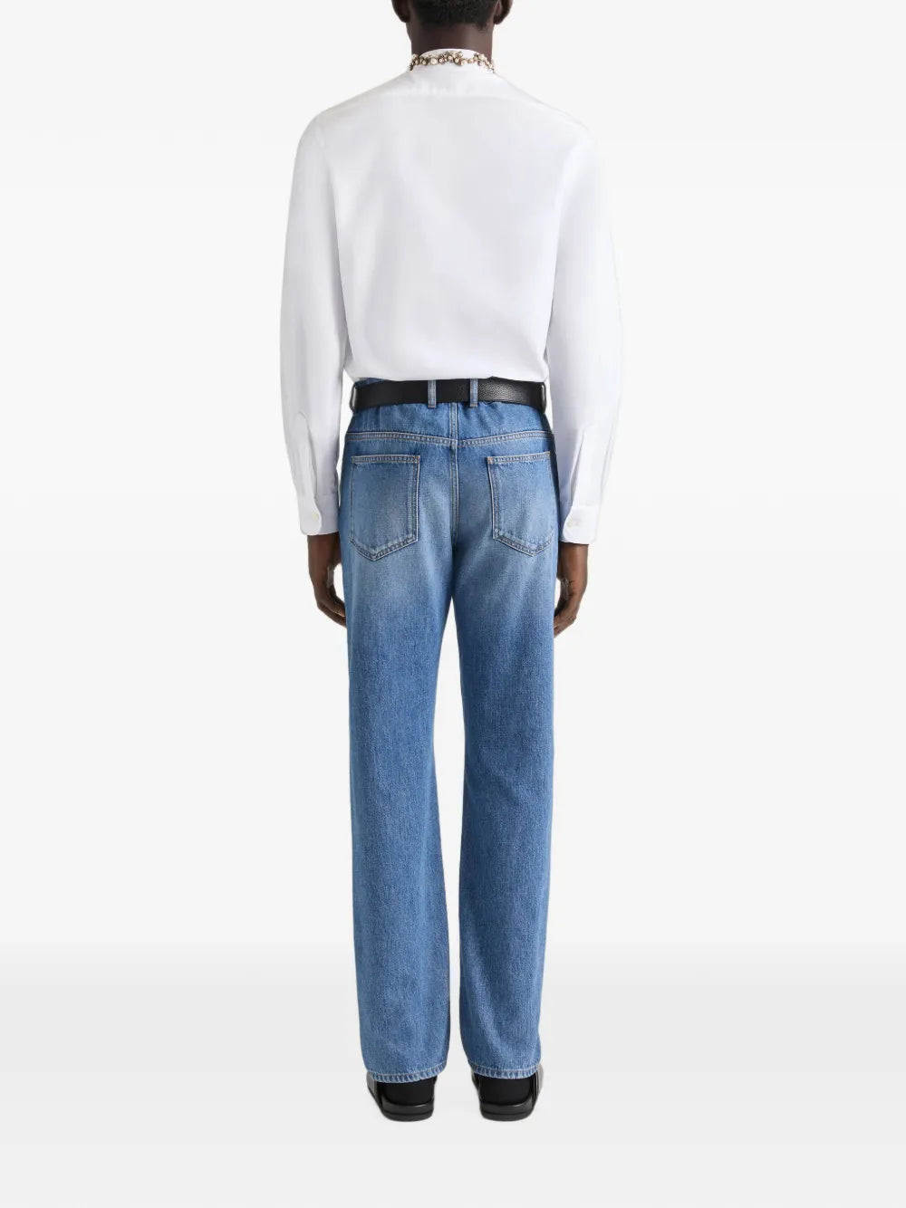 Faded Couture Seam straight-fit jeans