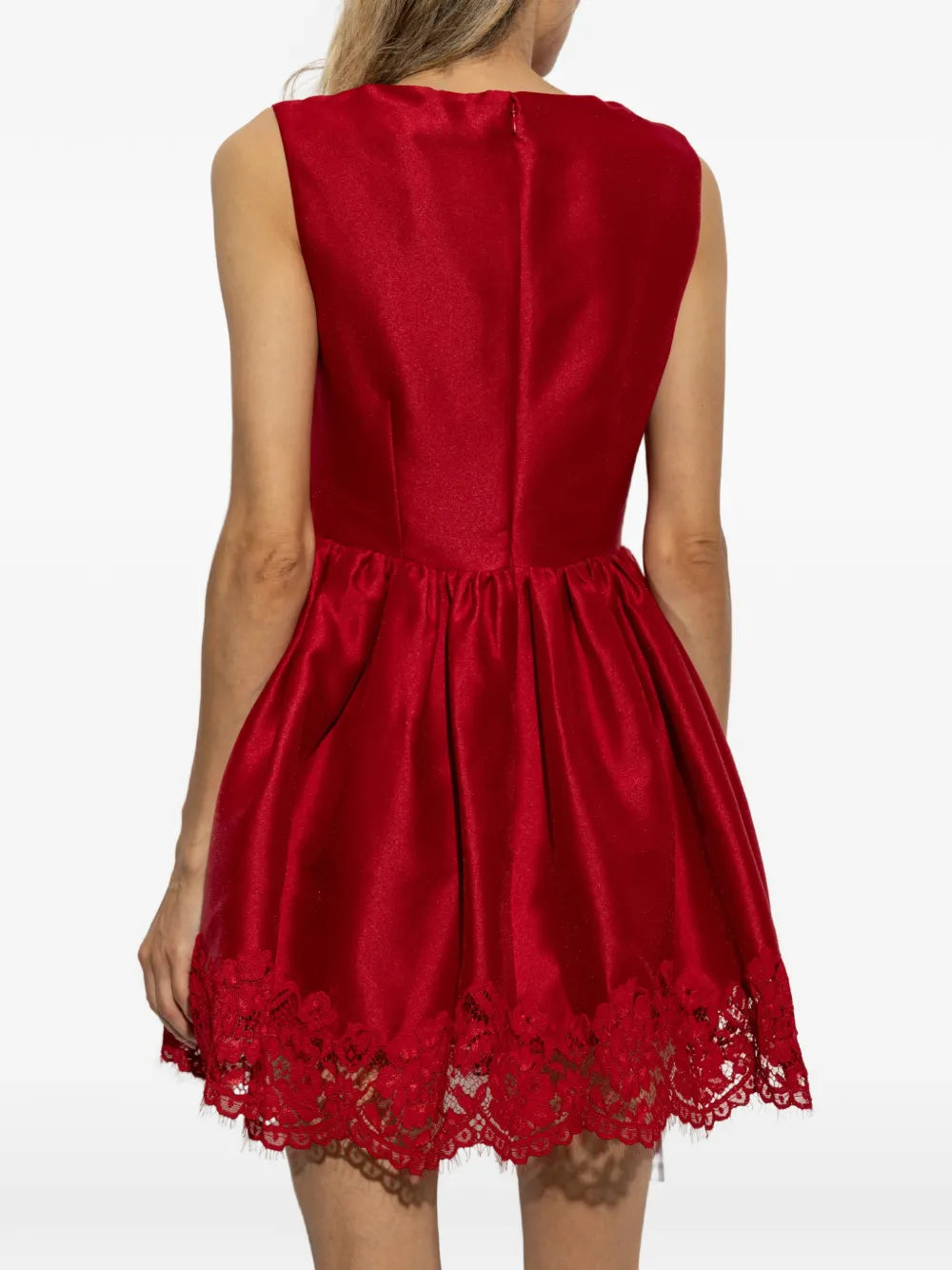 Taftkleid mit Spitzenbesatz
