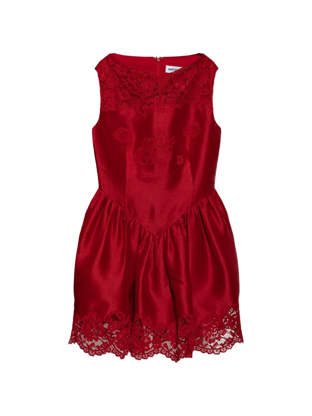 Taftkleid mit Spitzenbesatz