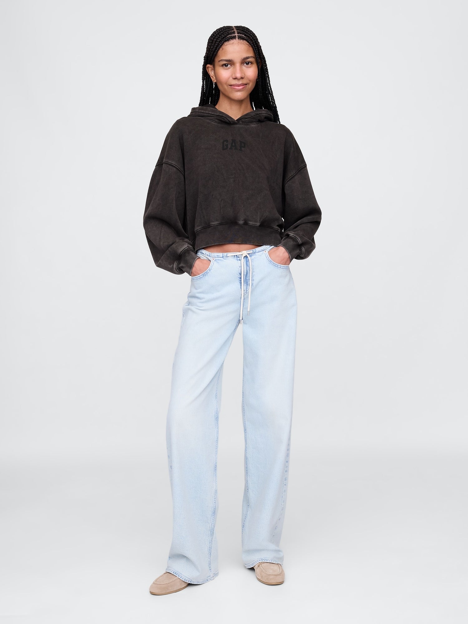 Cropped hoodie with logo
