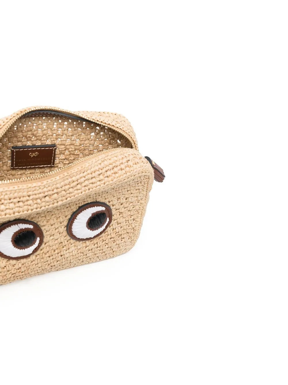 Raffia shoulder bag with eyes