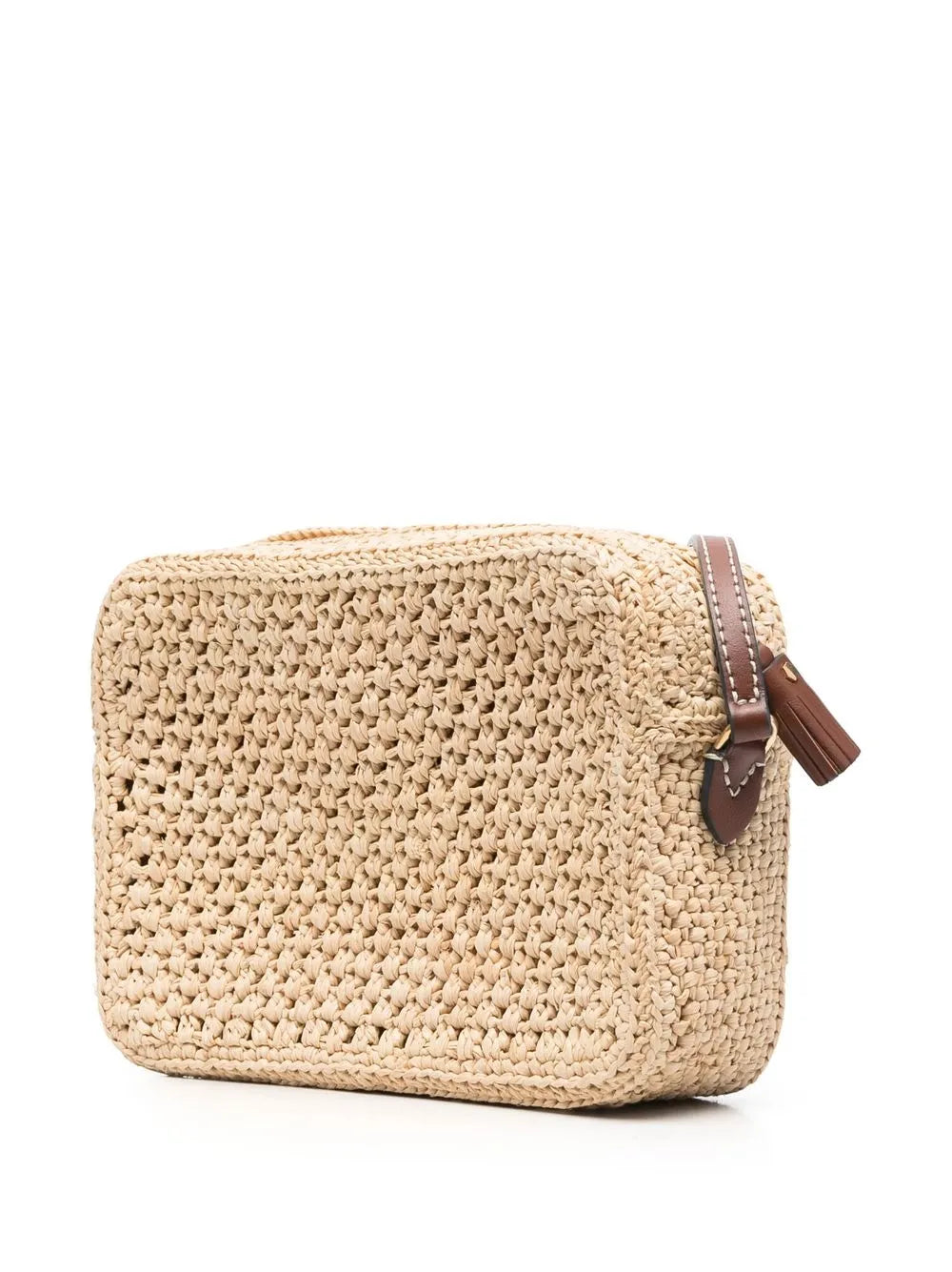 Raffia shoulder bag with eyes