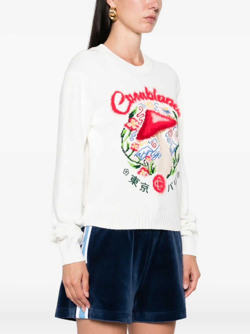 Casablanca pullover with mushroom embroidery