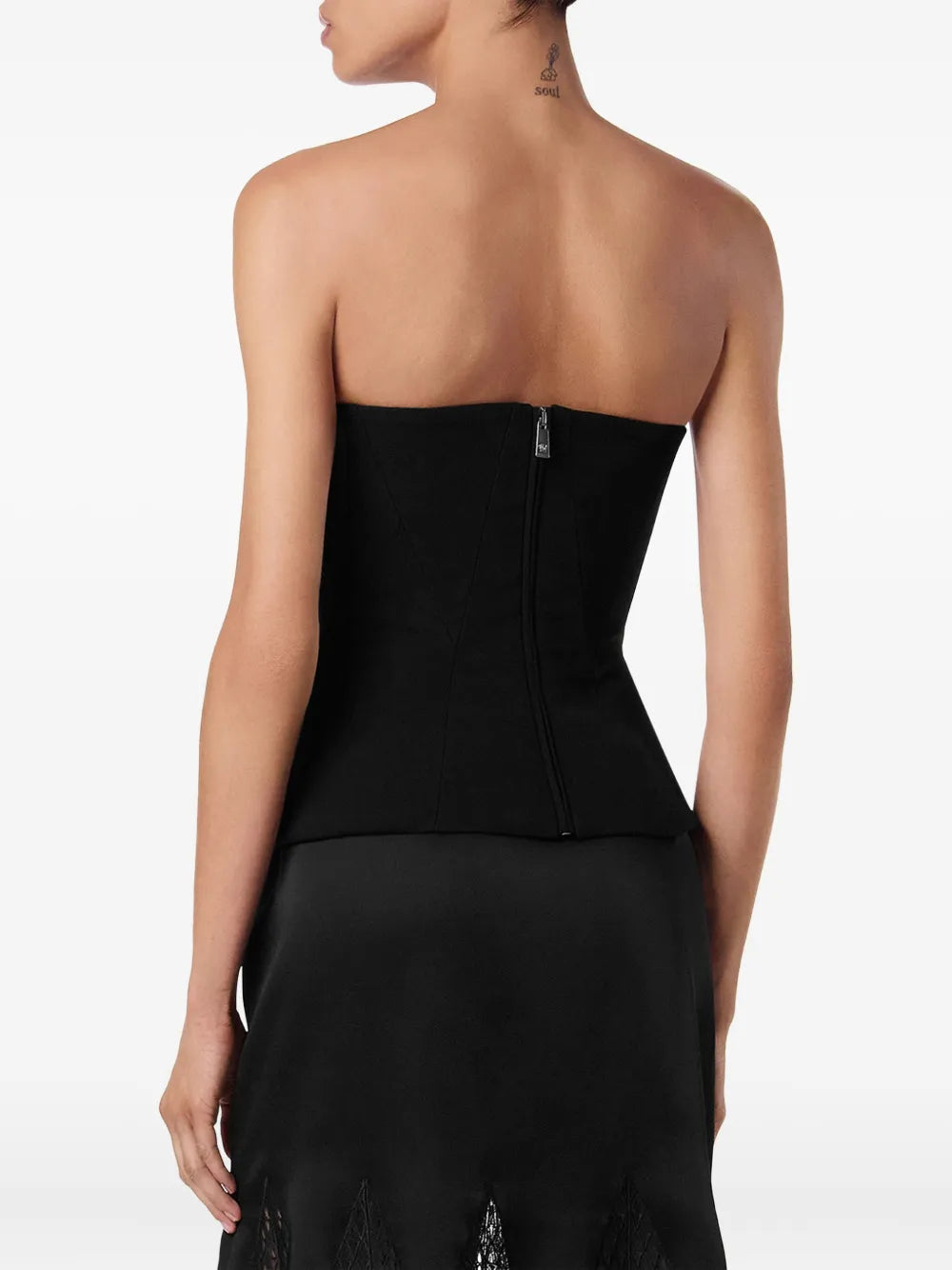 Bustier top with satin inserts