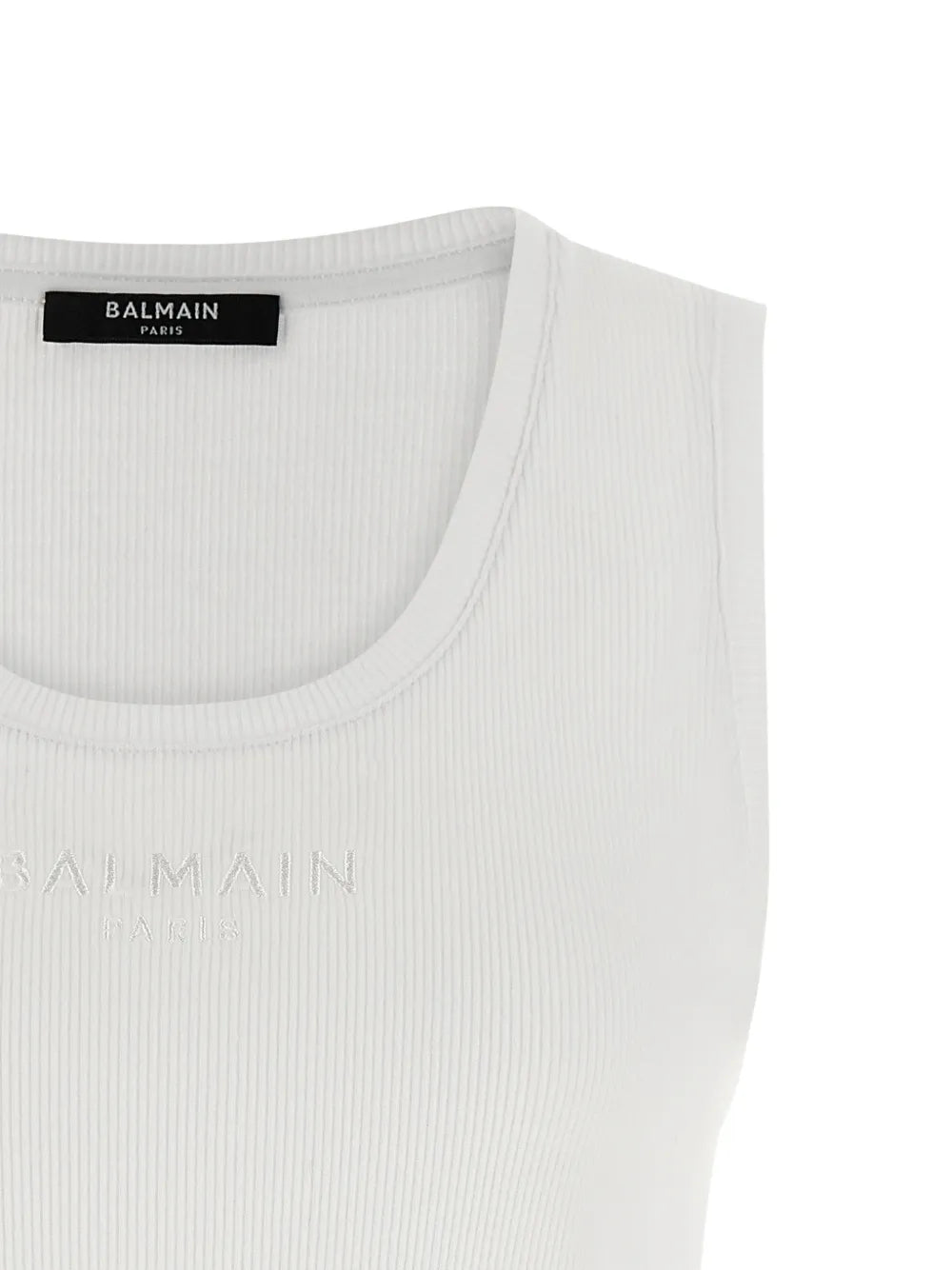 Ribbed tank top with embroidery