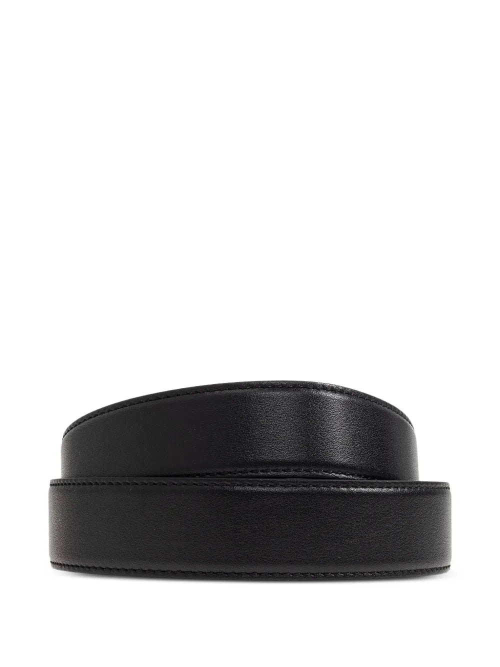 Leather belt with logo buckle