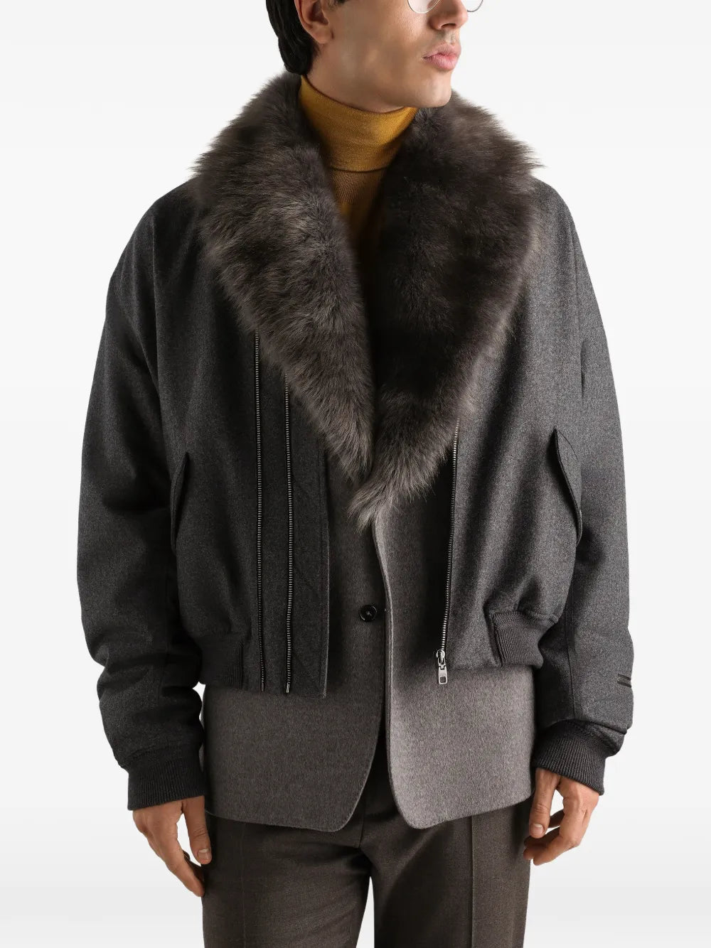 Gepolsterte Bomberjacke aus Wollflanell