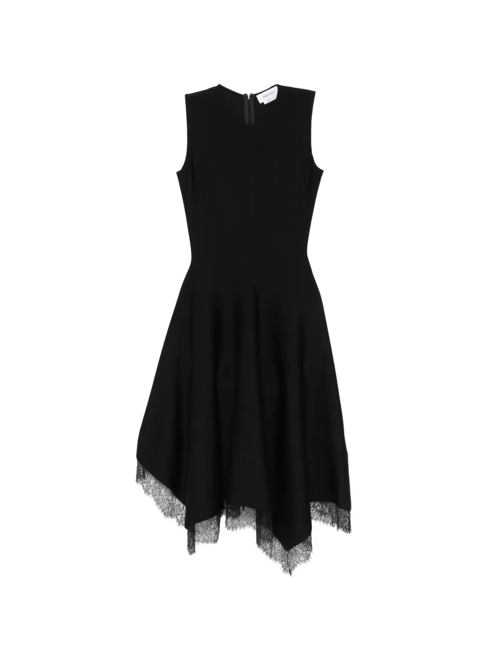 Asymmetric dress with lace trim