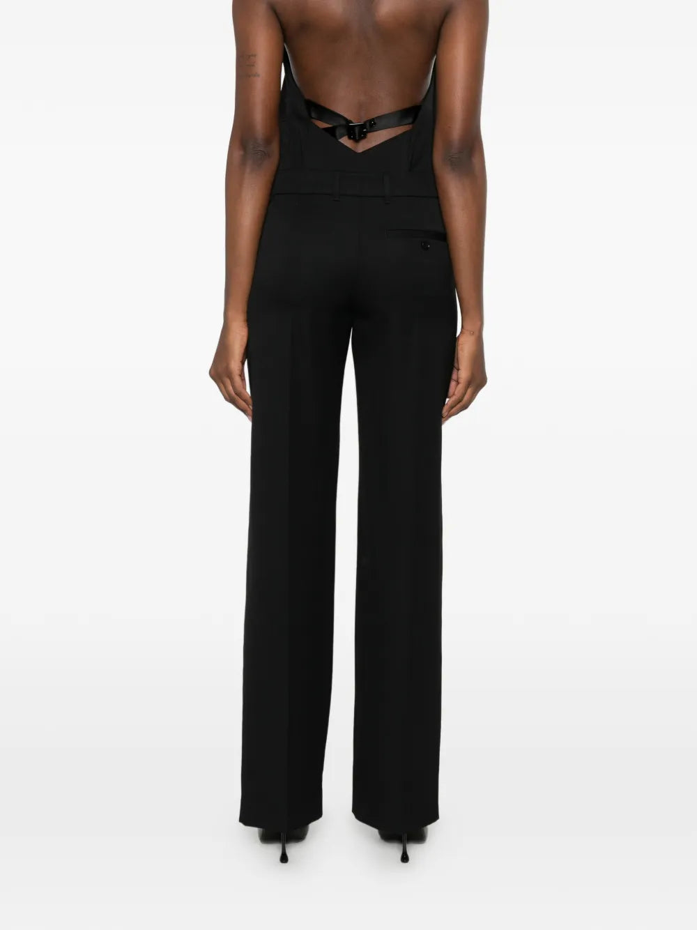 pleated trousers with satin trim