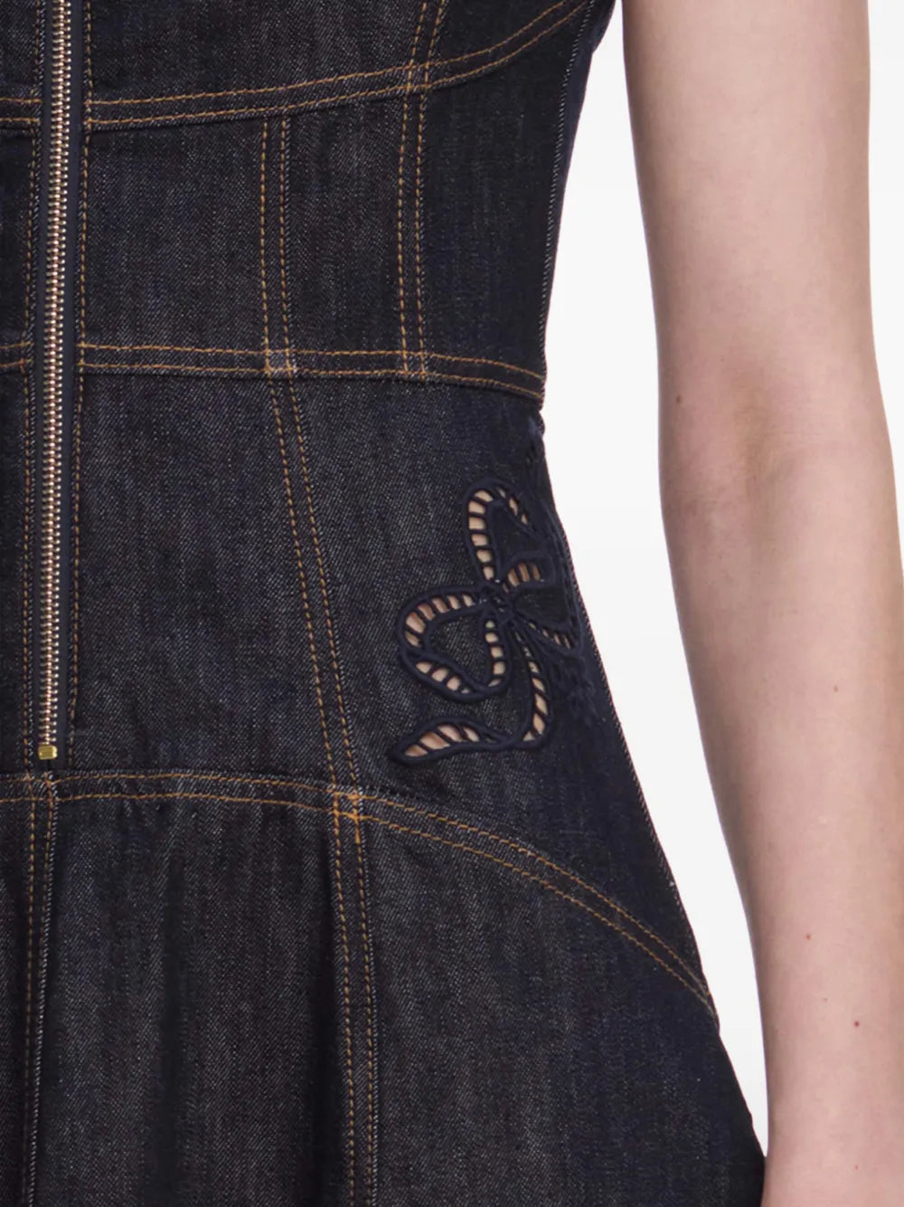 Flared midi dress with eyelet embroidery