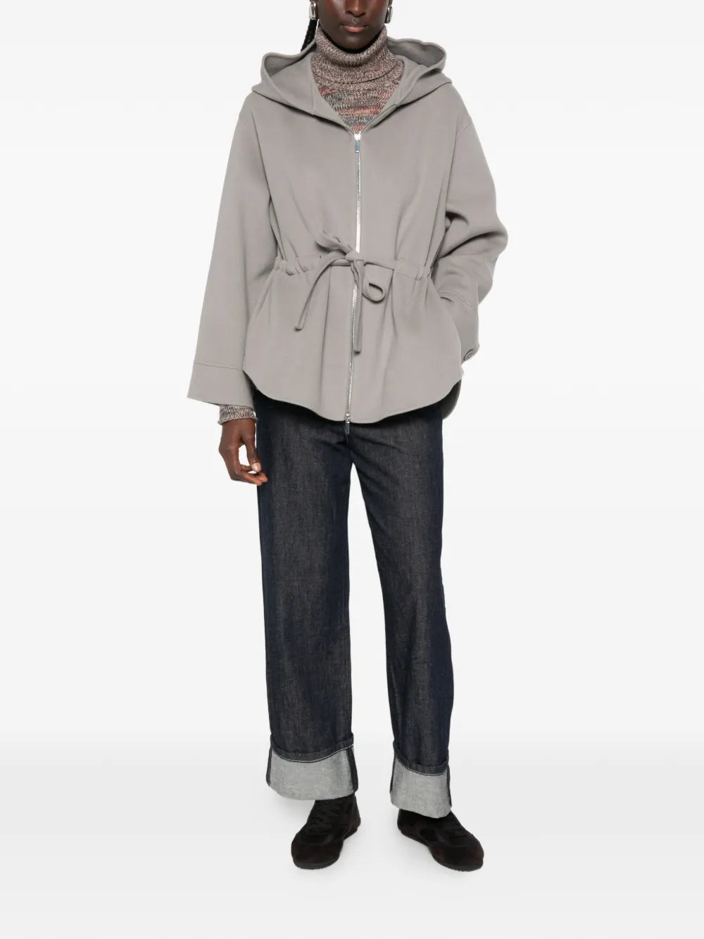 Monia hooded jacket with belt
