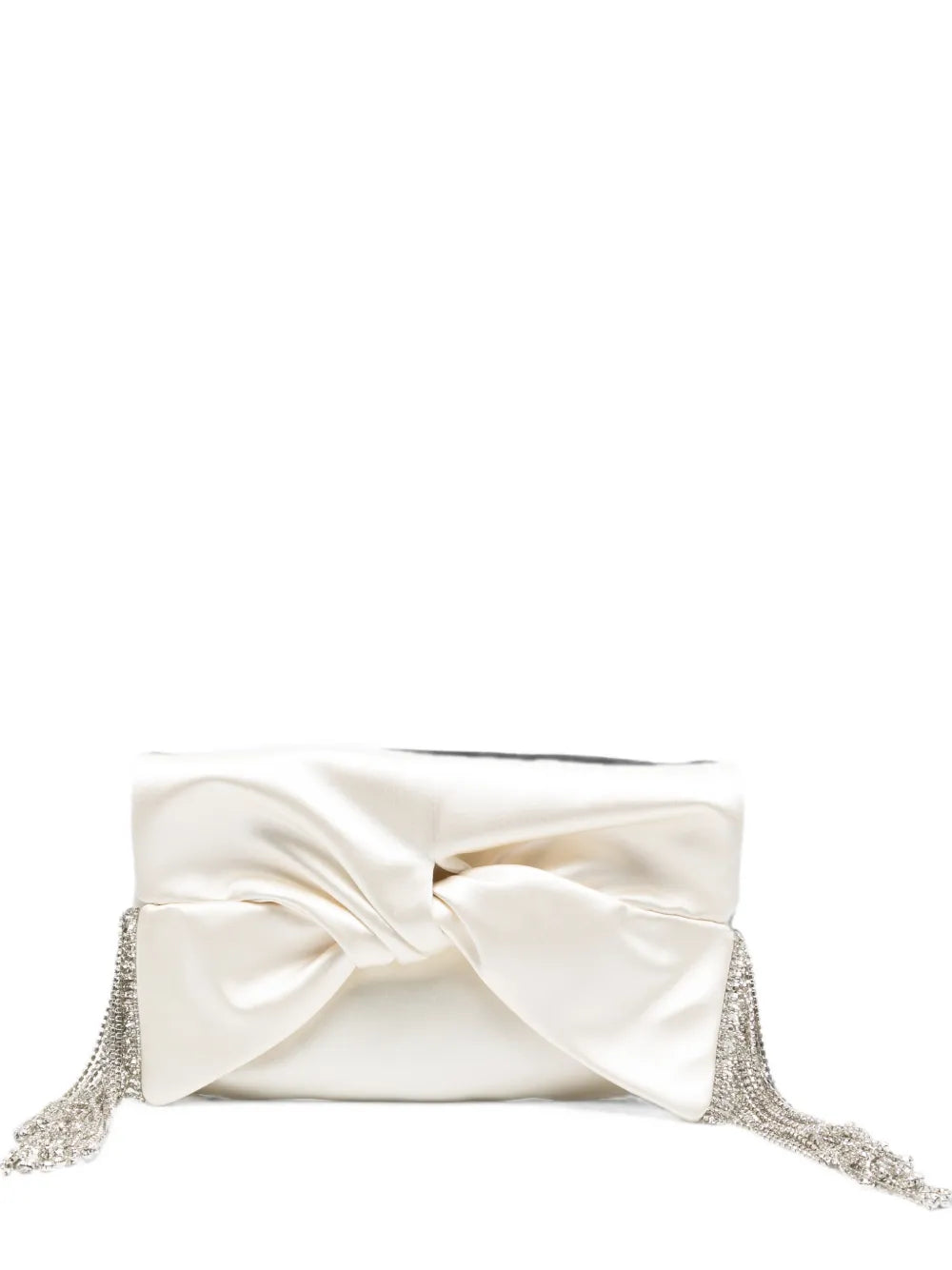 Kabelka clutch s mašličkovou ozdobou a krystalovými třásněmi
