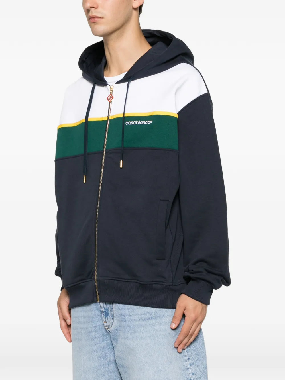 Mikina na zip s barevným blokovým designem