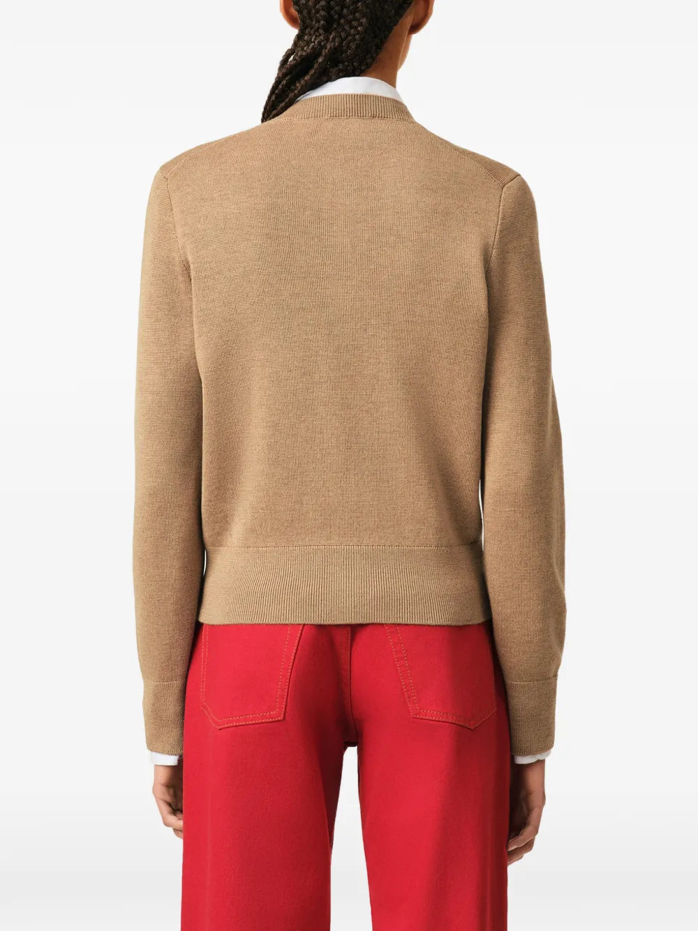 Wool Crew-Neck Cardigan with Ami de Coeur